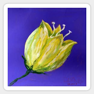 yellow tulip on purple Sticker